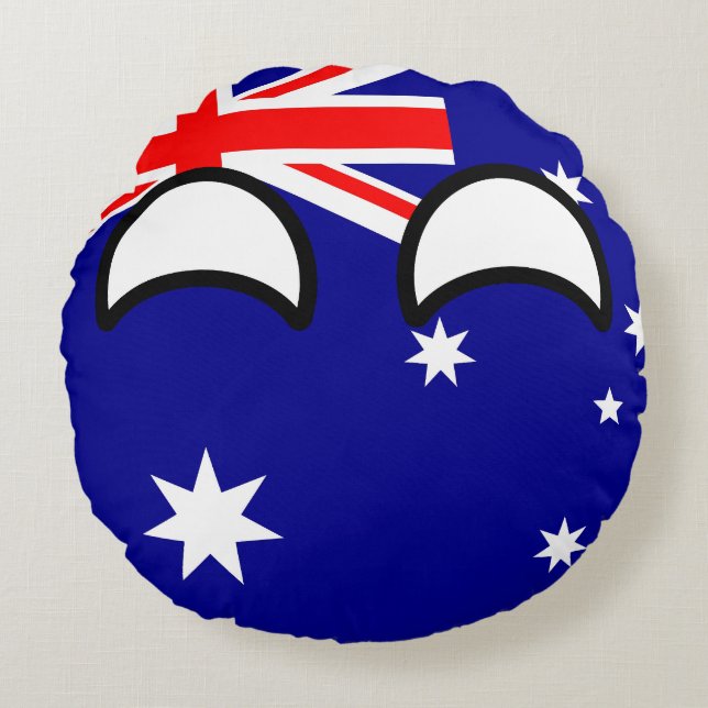 Coussins Ronds L'Australie Geeky tendante drôle Countryball (Devant)
