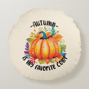 Coussins Ronds L'automne est ma couleur préférée - Citrouille et 