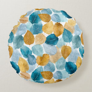 Coussins Ronds L'automne moderne laisse l'aquarelle Motif sans co