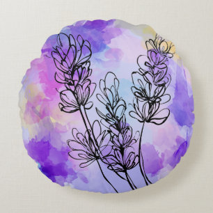 Coussins Ronds Lavande Abstraite Lavande Londe Lame