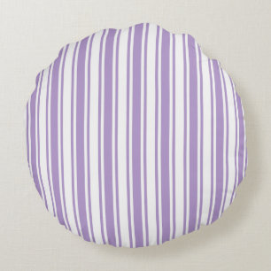 Coussins Ronds Lavande violet et blanc bonbons rayures
