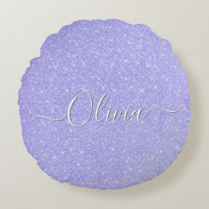 Coussins Ronds Lavender Sparkel Soft Pastel Nom personnalisé
