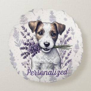 Coussins Ronds Lavender Terrier Love