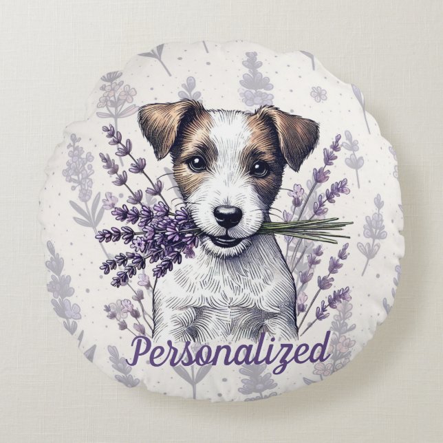 Coussins Ronds Lavender Terrier Love (Devant)