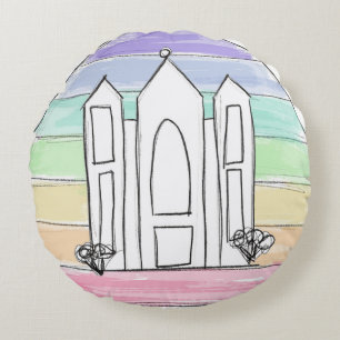 Coussins Ronds LDS Salt Lake City Temple arc-en-ciel couchant mor