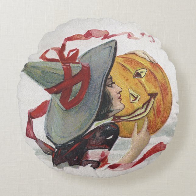 Coussins Ronds Le baiser de la sorcière : Jack-o'-lantern à Hallo (Devant)