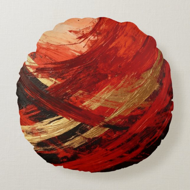 Coussins Ronds Le Balayage Noir & Rouge (Devant)