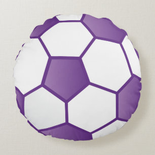 Coussins Ronds Le ballon de football pourpre des filles