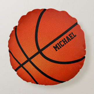 Coussins Ronds Le basket-ball badine le nom personnalisé