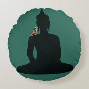 Coussins Ronds Le Bouddha et l'oiseau