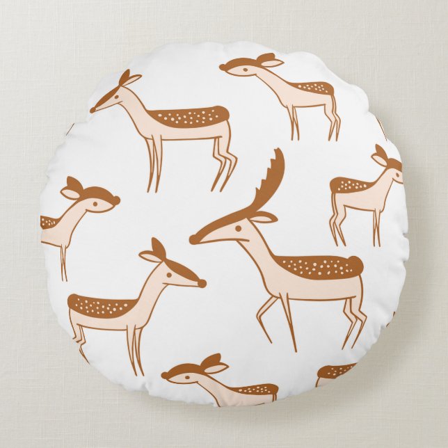 Coussins Ronds Le cerf joue dans la neige (Devant)