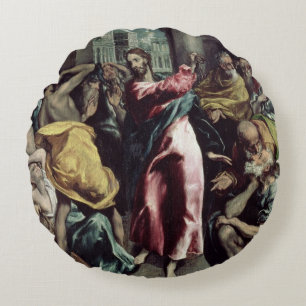 Coussins Ronds Le Christ conduisant les commerçants par le templ