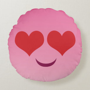 Coussins Ronds Le coeur observe l'emoji rose