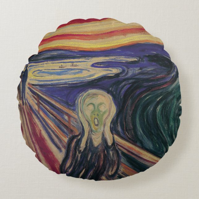 Coussins Ronds Le Cri d'Edvard Munch, Expressionnisme Vintage (Devant)