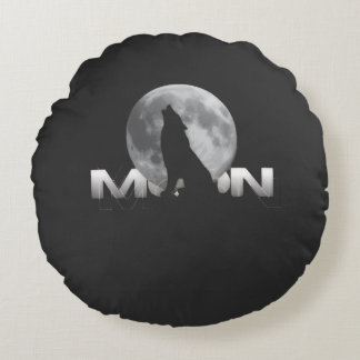 Coussins Ronds le cri du loup sous la pleine lune