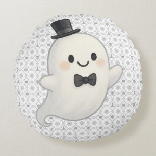 Coussins Ronds Le fantôme de dessin animé de Suave Halloween
