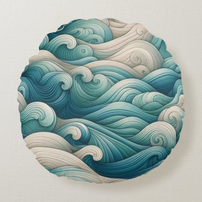 Coussins Ronds Le Home Studio Ocean Wave Swirl (Devant)