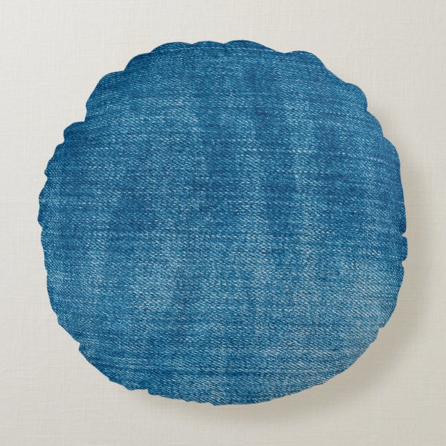Coussins Ronds Le jean bleu texture gros plan. jean denim bleu (Devant)