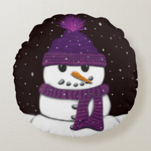 Coussins Ronds Le mignon bonhomme de neige sans arme