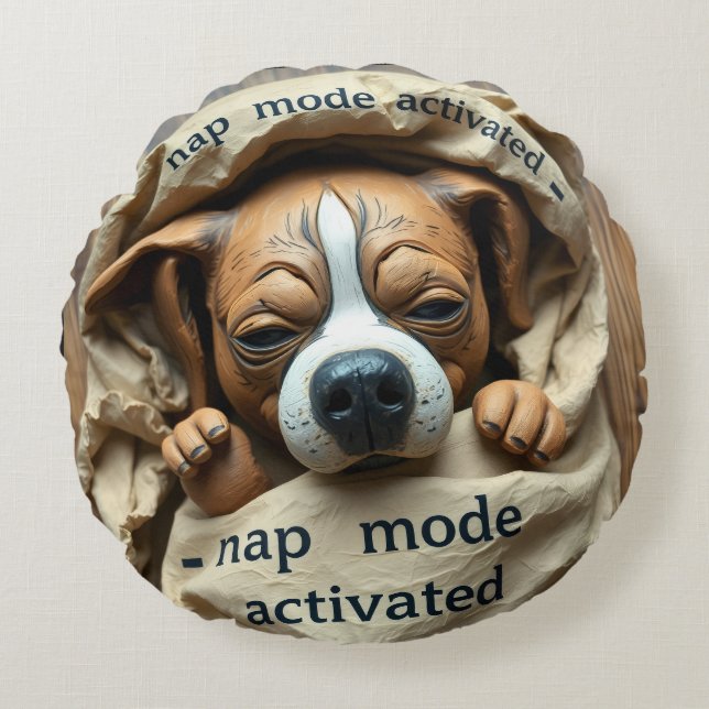 Coussins Ronds Le mode de sieste de chien activé est un design mi (Devant)