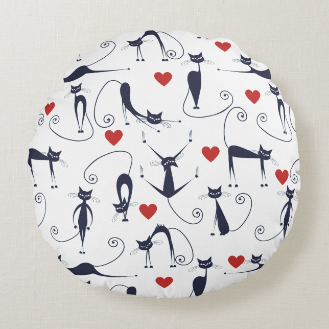 Coussins Ronds Le monde de l'amour des chats (Devant)