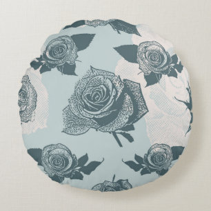 Coussins Ronds Le motif floral avec s'est levé