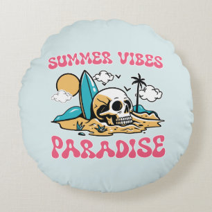 Coussins Ronds Le Paradis des Vibes d'été - Crâne