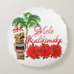 Coussins Ronds Le père noël Tiki Mele Kalikimaka