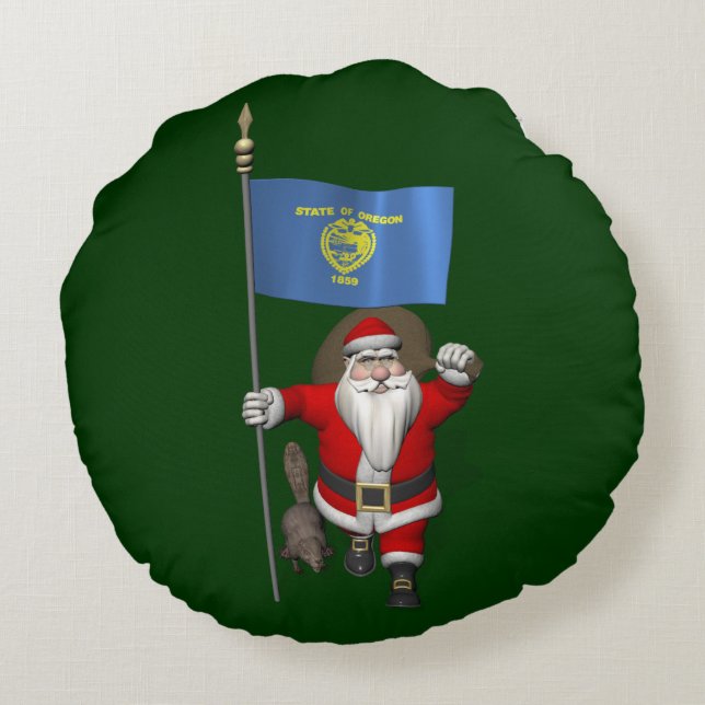 Coussins Ronds Le Père Noël Visite L'État Du Castor (Dos)