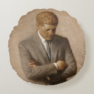 Coussins Ronds Le président américain John Kennedy Portrait peint
