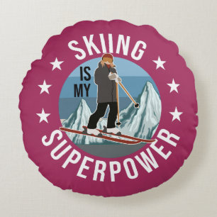 Coussins Ronds Le Ski Est Ma Superpuissance