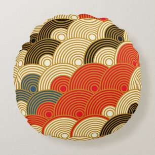 Coussins Ronds Le style japonais met à l'échelle des vagues sans