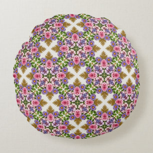 Coussins Ronds Le Trésor de Lavande Médaillon Floral Vintage