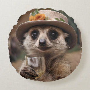Coussins Ronds Le Vin De Granny Meerkat,