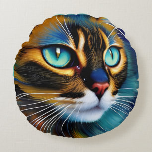 Coussins Ronds Le visage d'un mignon Lynx pointe Siamese