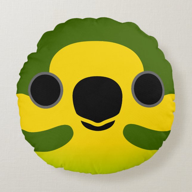 Coussins Ronds Le visage d'un perroquet à oreille jaune (Devant)