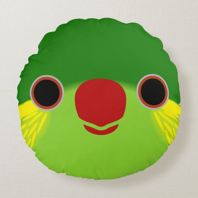 Coussins Ronds Le visage d'une loriette à flanc rouge (Devant)
