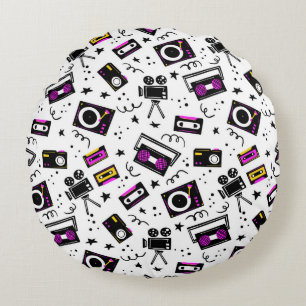 Coussins Ronds Lecteur de musique, magnétophone, bande vidéo, c