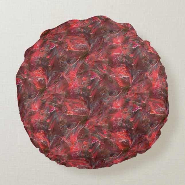 Coussins Ronds Léger relief en texture plastifiée de cire rouge (Dos)