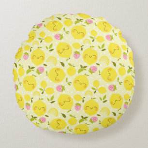 Coussins Ronds Lemon de fraise jaune