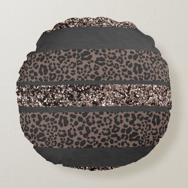 Coussins Ronds Leopard Glitter Stripes Glam 6 (Devant)
