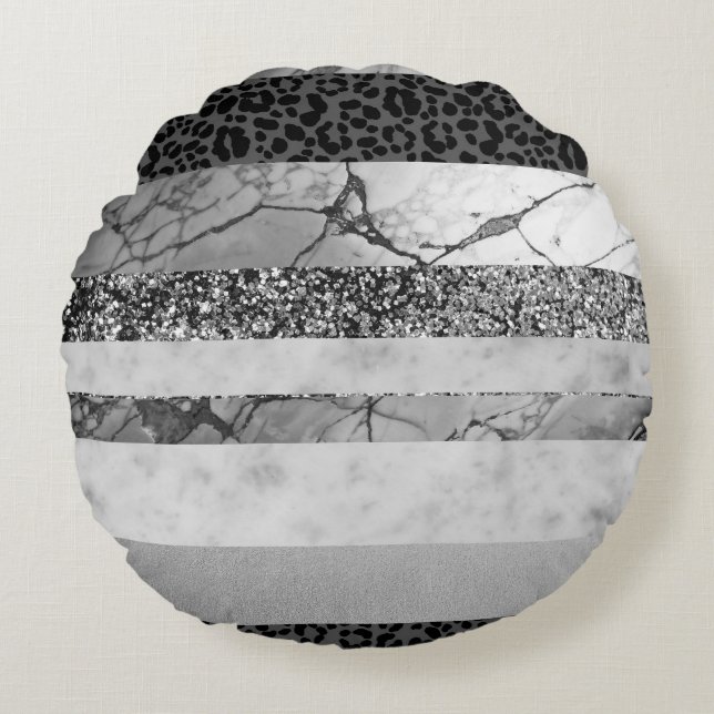 Coussins Ronds Leopard Marble Glitter Stripes Glam 4 (Devant)