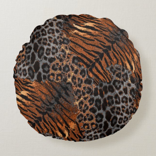 Coussins Ronds Leopard tiger skin trendy (Devant)