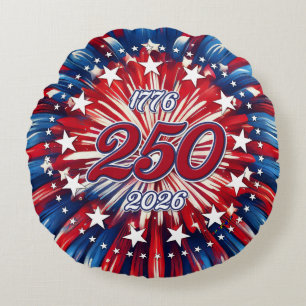 Coussins Ronds Les 250 ans d'Amérique 1776-2026 Feux d'artifice R