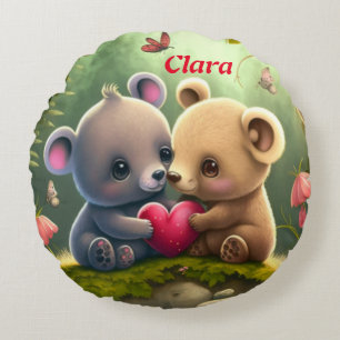 Coussins Ronds Les animaux mignons en amour