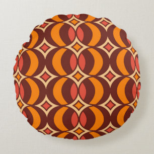 Coussins Ronds Les années 70 géométrique Retro Globe Motif Automn