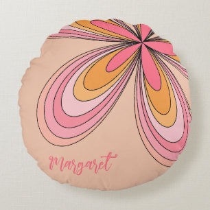 Coussins Ronds les années 70 hippie super Pêche Fuzz Nom de la ma