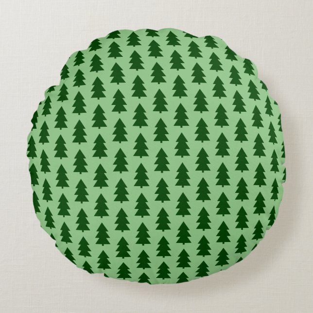 Coussins Ronds Les arbres de Noël verts (Devant)