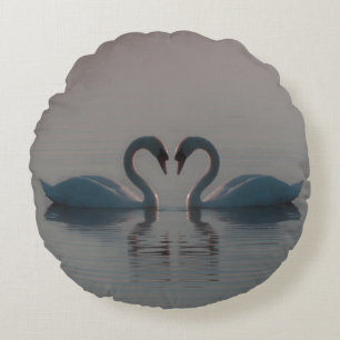 Coussins Ronds Les cygnes bleus doivent être l'amour
