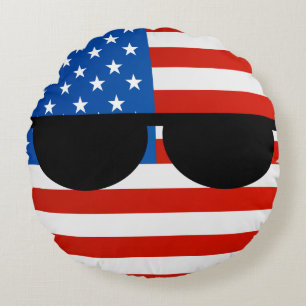 Coussins Ronds Les Etats-Unis Geeky tendants drôles Countryball